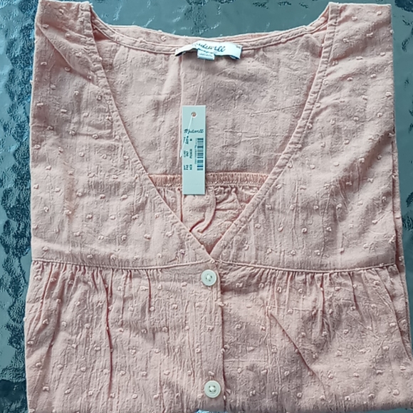 Madewell Tops - Madewell Pink Short Sleeves Cropped Blouse